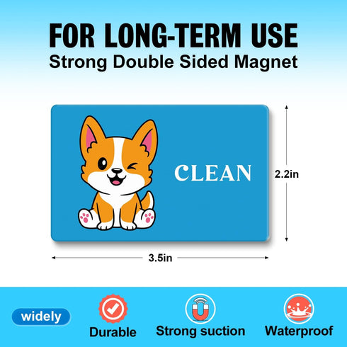 Cute Cartoon Animal Clean Dirty Dishwasher Magnet, Refrigerator Washing Machine Magnet Double Sided Kitchen Reversible Dish Washer Sign, Apartment...