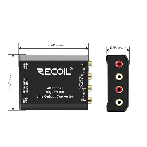 Recoil LOC4 Four Channel Speaker Cable to RCA Adjustable Line Output Converter with Remote Turn On...