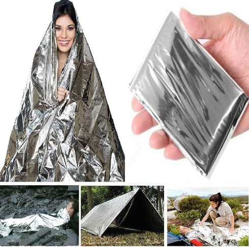 GALAXYLENSE Emergency Mylar Thermal Blanket for Survival First Aid Kits Army Outdoors Hiking Camping Bug Out Trauma Desert All Weather Condition P...