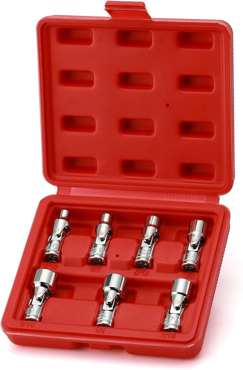 EMENTOL 7PCS 1/4" Drive Universal Joint Socket Set, 6 Point, SAE Universal Flex Socket Set, CR-V, Swivel Head, 3/16 Inch - 9/16 Inch...