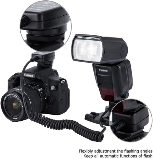 Flash TTL Cord JJC Off-Camera Flash Hot Shoe Cord for Canon R5 R6 RP R T8i T7 T7i T6 T6i T6s T5 T5i SL3 SL2 90D 80D 77D 6D Mark II 5D Mark IV M50 ...