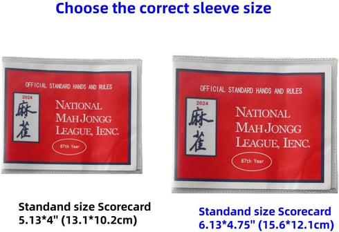 Mahjong Card Sleeve 1 piece for National Mah Jongg League Scorecard - Large Cover (Fits 6.12 x 4.8 inch Mahjong Score Card) PVC Durable, Card Hold...