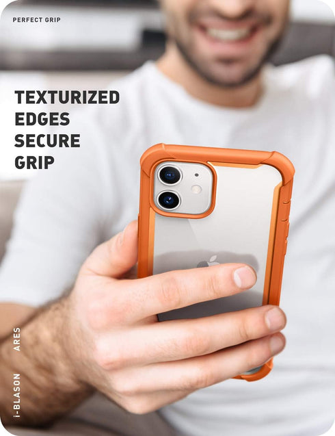 i-Blason Ares Case for iPhone 12, iPhone 12 Pro 6.1 Inch (2020 Release), Dual Layer Rugged Clear Bumper Case with Built-in Screen Protector (Orang...