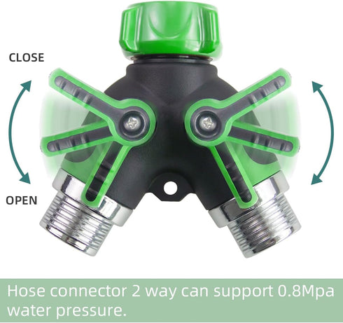 Hose Splitter, 2 Way Heavy Duty Garden Faucet,Garden Y Hose Connector Metal Body,Garden Hose y Splitter for Outdoor and Indoor Use (2, Green, 3.58...
