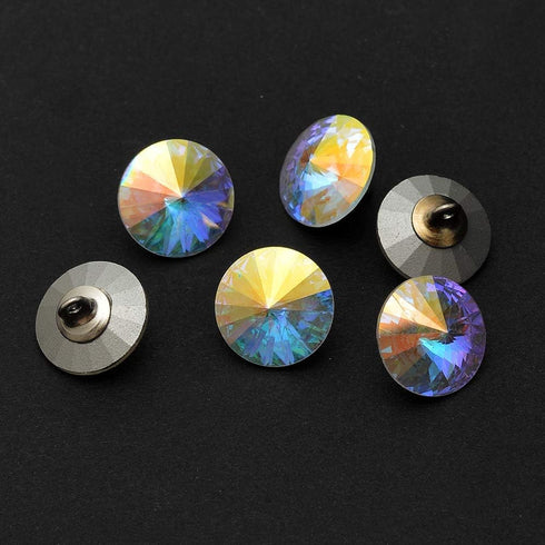 6-pcs 12mm Austria Crystal 1122 Rivoli Button with Shank, SW-1122BT (Crystal AB)...