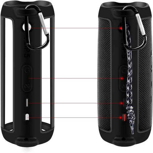 Silicone Case for JBL FLIP 5 Waterproof Portable Bluetooth Speaker, Gel Soft Skin Rubber Cover, Travel Carrying Storage Bag Pouch with Shoulder St...
