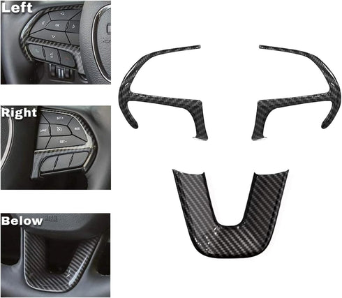 Carbon Fiber Steering Wheel Trim for for Dodge Durango 2014-2021, Dodge Charger Challenger 2015-2021, Jeep Grand Cherokee SRT8 2014-2021 Steering ...