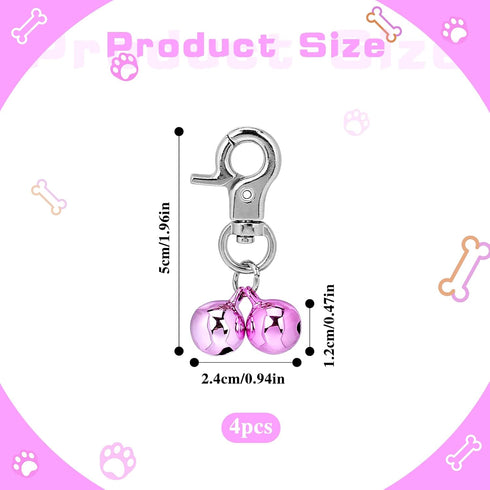 4 Packs Bells for Dog Collars, Cat Bell for Cat Collars, Stainless Steel Collar Charms, Pet Training Pendants, Small Bells with Snap Clips for Ind...
