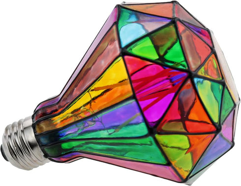 Dimmable Stained Glass LED Light Bulb,Diamond Shape LED Bulb, E26 Base 6 Watts G95 Shape LED Light Bulbs, for Home Party,Recreation Room,Balcony,G...