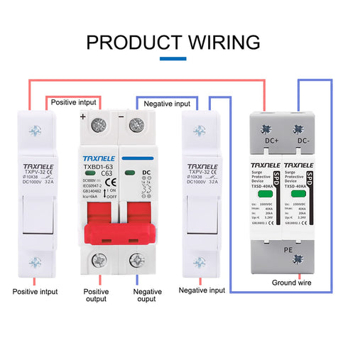 DC Miniature Circuit Breaker 2P 1000V 63A Solar Mini Circuit Breaker Battery Switch Thermal Magnetic Trip DIN Rail Mount DC Disconnect Switch DC M...