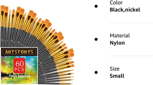 Paint Brushes Set, 60 Pcs Paint Brushes for Acrylic Painting, Oil Watercolor Acrylic Paint Brush, Artist Paintbrushes for Body Face Rock Canvas, K...