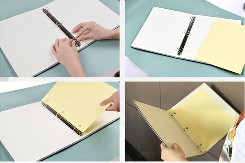 Mini 3 Ring Binder 1 Inch Fits 5.5" x 8.5" Paper and Sheet Protectors, Recipe Binder, Steel-Blue Marble...