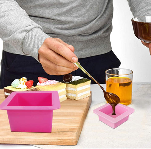 3 Pcs Non-Stick Square Baking Silicone Molds, Quick Release Bread Pan Bakeware Tray for Cheese Cake Tier Cake Handmade Toast Mold Bread Mould Soap...
