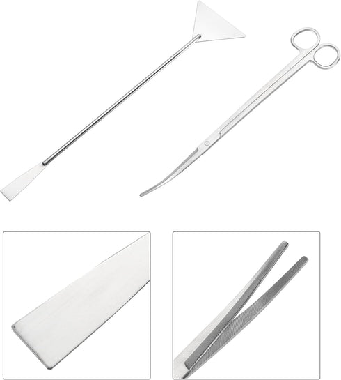 4 in 1 Set Tweezers Tool Kits Stainless Steel Brushed Tweezers Scissors Spatula with Flannelette Bag...