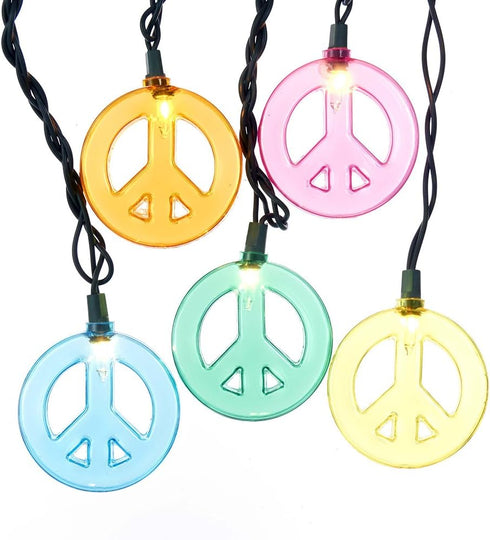 Kurt Adler 10 Multicolored Peace Sign Light Set...