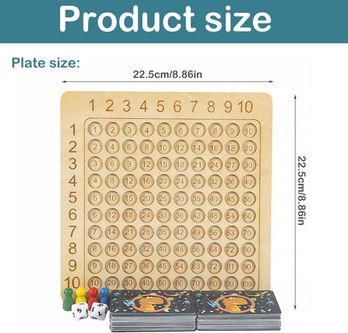 Wooden Math Multiplication Board Montessori Children Counting Toy Math Table Board Game Educational Preschool Counting Toys for Kids Over 3 Years ...