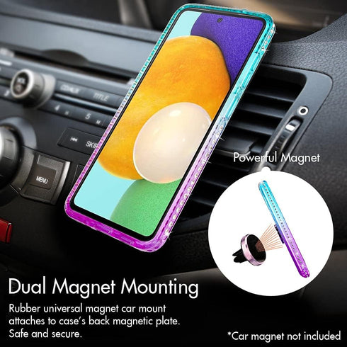 Silverback for Galaxy A52 5G /A52s 5G Case with Ring Stand Kickstand, Women Girls Bling Holographic Sparkle Glitter Cute Cover, Diamond Ring Prote...