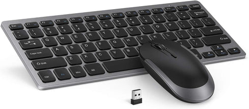 Compact Wireless Keyboard Mouse, 2.4GHz Ultra Thin Small Wireless Keyboard Mouse Combo for Desktop, Laptop (Black and Gray)...