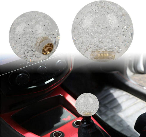 65mm Shifter Knob Silver Powder Universal Gear Shift knob Crystal Acrylic Ball for Manual Automatic Vehicles, with 3 Adapters...