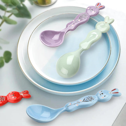 Ceramic Soup Spoons Set of 6, Asian Soup Spoon, Cute Soup Spoons Set for Soups, Ramen, Stews, Cereal...