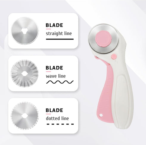 Pink Professional Sewing Scissors Set: Big Scissors, Small Scissors, Rotary Cutter with 3pcs Extra Blades for Cutting Fabric...
