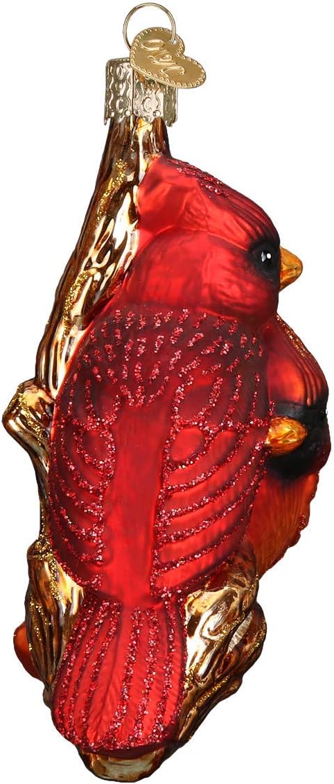 Old World Christmas Pair Bird Watcher Collection Glass Blown Ornaments for Christmas Tree,Northern Cardinal...