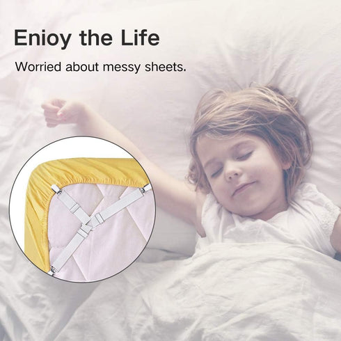 Bed Sheet Fasteners, 8 PCS Adjustable Triangle Elastic Suspenders Gripper Holder Straps Clip for Bed Sheets, Mattress Covers, Sofa Cushion...
