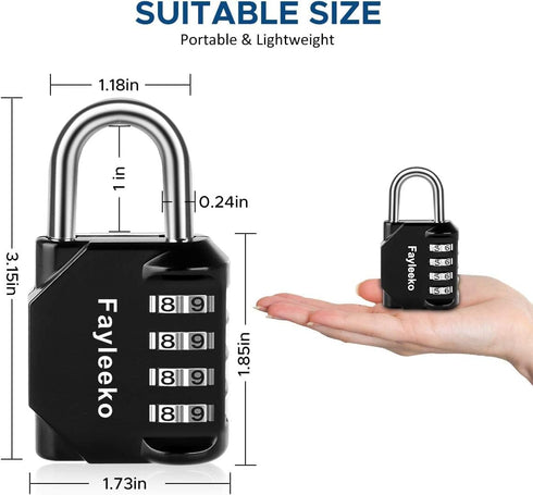 Combination Lock, 4 Digit Combination Padlock for School Gym Sports Locker, Fence, Toolbox, Case, Hasp Cabinet Storage (1 Pack, Black)...