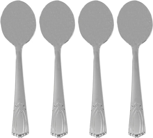 Premium Silver Plastic Soup Spoons Cutlery Collection (Pack of 24) - Perfect for Parties, Catered Events & Effortless Cleanup...