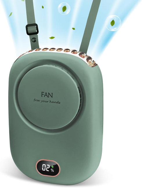 Portable Neck Fan, Hanging Neck Fan Hands Free with Adjustable Lanyard and Bracket, USB Rechargeable Bladeless Mini Fans Portable, 3 Speeds for Wo...