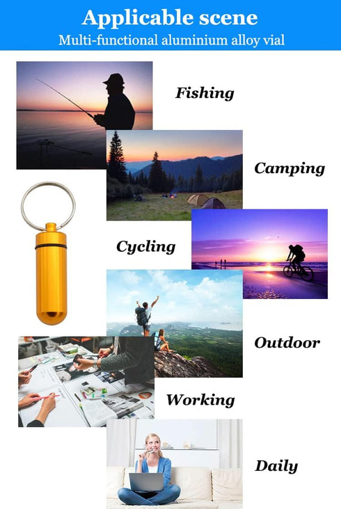AKOAK 2 Pcs Colorful Round Aluminum Alloy Pill Bottle, Emergency Jar, Waterproof Outdoor Travel Portable Pill Bottle Key Chain (Purple)...