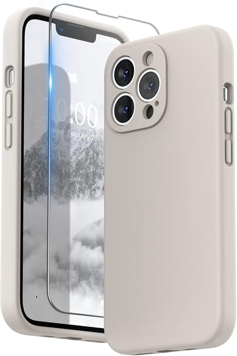 SURPHY Compatible with iPhone 13 Pro Case with Screen Protector, (Camera Protection + Soft Microfiber Lining) Liquid Silicone Phone Case 6.1 inch ...