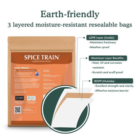 SPICE TRAIN Whole Mace (50g/1.76oz) Non GMO, Gluten Free, 100% Raw, Sourced from India, For Cooking, Smoothies, Lattes, Packed in Resealable Ziplo...