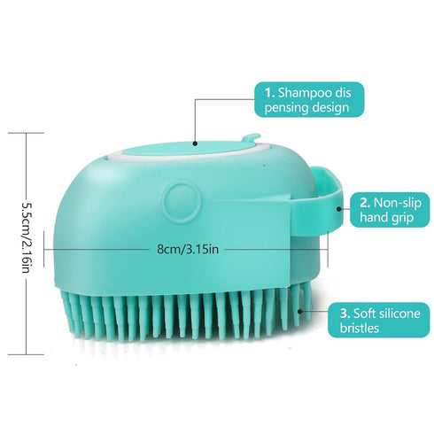 Pet Dog Bath Brush Gentle Soap Dispenser Massaging Bath Grooming Soft Silicone(Blue)...