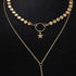 Bohemia Layered Choker Necklace Gold Disc Choker Star Choker Lariat & Y Necklace Bar Pendant Necklace for Women and Girls(Gold)...