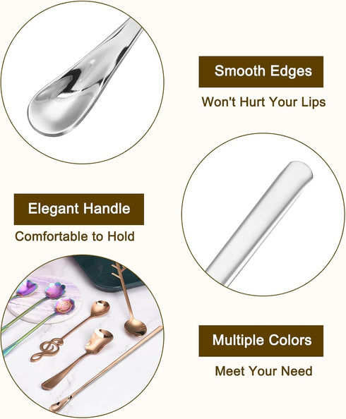 uxcell 4Pcs Stainless Steel Mixing Spoon 7.6 Inch Cocktail Stirrer Bar Spoon Drink Stirring Spoon with Long Handle for Bar Cocktail Ice Tea, Silve...