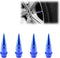 TVC20 Blue 4pcs Long Spike Spiked Tire Valve Stem Caps Metal Thread Wheel Tires...