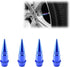 TVC20 Blue 4pcs Long Spike Spiked Tire Valve Stem Caps Metal Thread Wheel Tires...