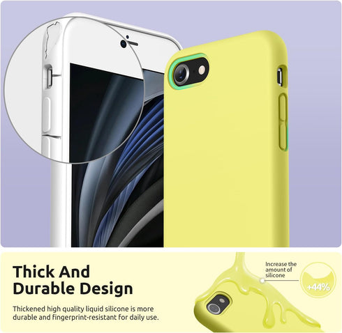 SURPHY Designed for iPhone SE Case, iPhone 8 Case, iPhone 7 Case, Liquid Silicone Phone Case for iPhone se 3rd 2nd SE 2022 SE 2020, Yellow...