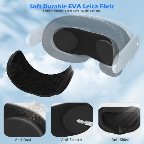 2 Set Camera Lens Protector & 1 Lens Cover for Meta Quest 3, VR Accessories Included Black Circle Tempered Glass Lens Films, Soft Durable Lens Cov...