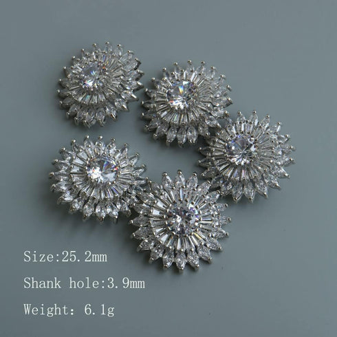 5pc/lot Luxury Crystal Buttons for Clothes Cubic Zirconia Button for Coat Decorative CZ Sewing Buttons for Cashmere Cardigan (25.2mm)...