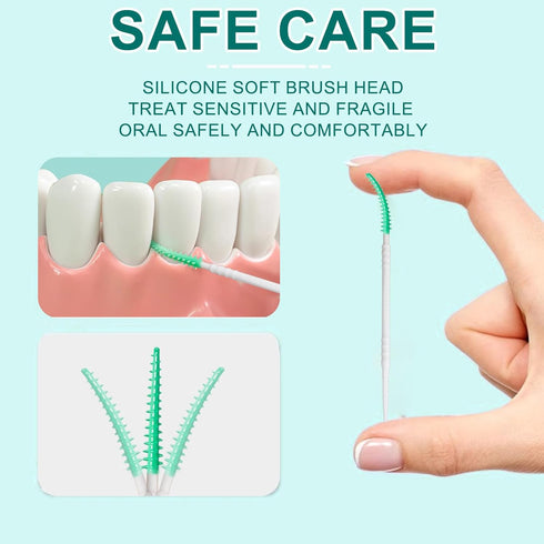 150PCS Interdental Brushes and Dental Floss Picks 2-in-1,Double Head Brush Picks for Teeth,Soft Interdental Toothpicks for Adults,Plastic Toothpic...