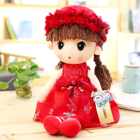 HWD Kawaii Stuffed Soft Flower Girl Plush Toy Doll Girls Gift, 18 Inch (Red)...