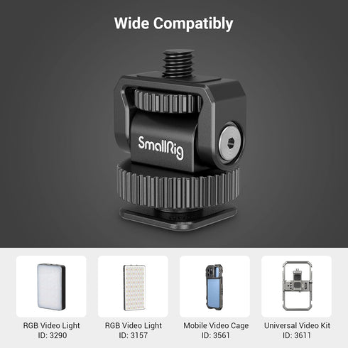 SmallRig 1/4" Mini Ball Head Cold Shoe Mount Adapter with 1/4"-20 Thread for Camera Phone Cage LED Video Light-3577...