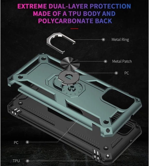 Yiakeng Samsung A03S Case, Galaxy A03S Case with HD Screen Protector, Military Grade Protective Cases with Ring for Samsung Galaxy A03S (Dark Gree...