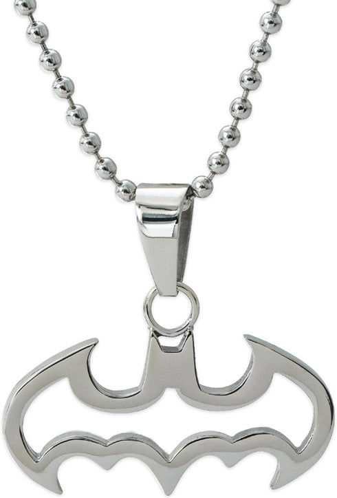 DC Comics Batman Jewelry, Stainless Steel Cut Out Logo Pendant Necklace, 16" Ball Chain...