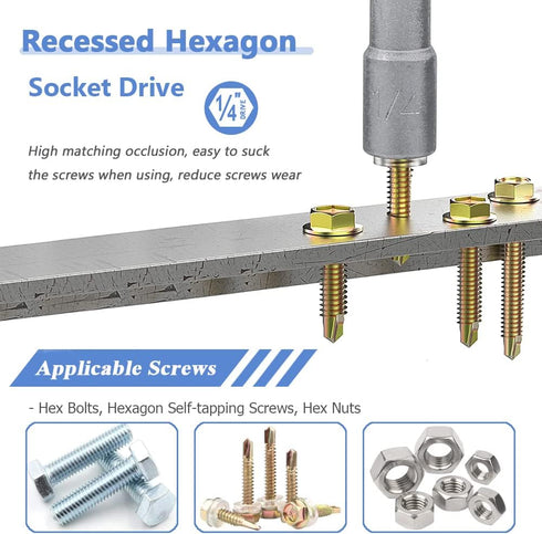 Mesee 10 Pieces 1/4 Inch Hex Shank Magnetic Power Impact Nut Driver Set Hex Socket Nut Setters Driver Drill Bits 6-15 MM Drive Wing Nut Driver Soc...