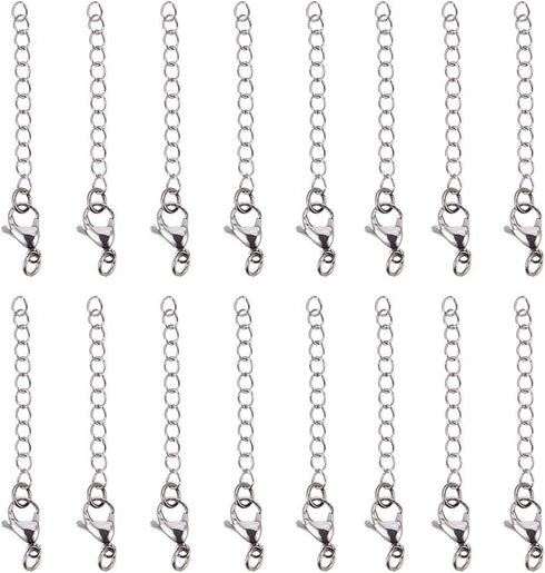 PH PandaHall 20pcs 304 Stainless Steel Necklace Extenders, 2.2 Inch Bracelet Extender Chain Jewelry Chain Extension Set with Lobster Claw Clasps f...