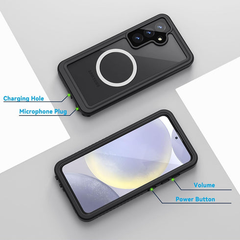 Lanhiem Magnetic for Samsung Galaxy S24 Case, IP68 Waterproof Dustproof, Built-in Screen Protector, Rugged Full Body Shockproof Protective Cover f...