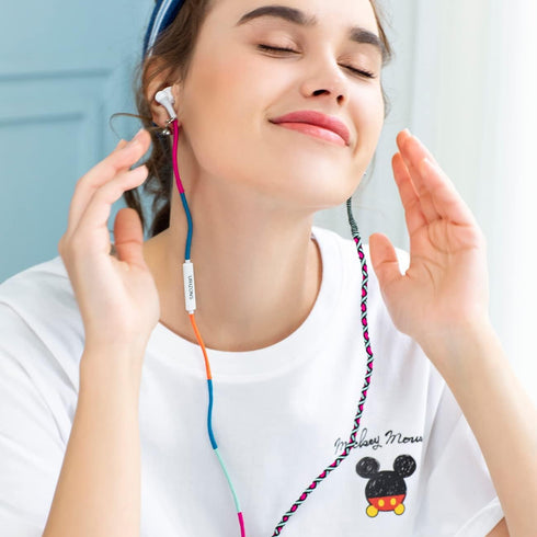 URIZONS Nylon Braided Tangle Free in Ear Headphones - Colorful Wraps Wired Earbuds Bracelet with Microphone High Definition Compatible with iPhone...